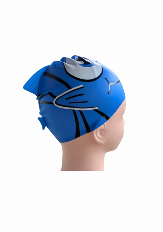 Blue Fish design swim cap for Kids